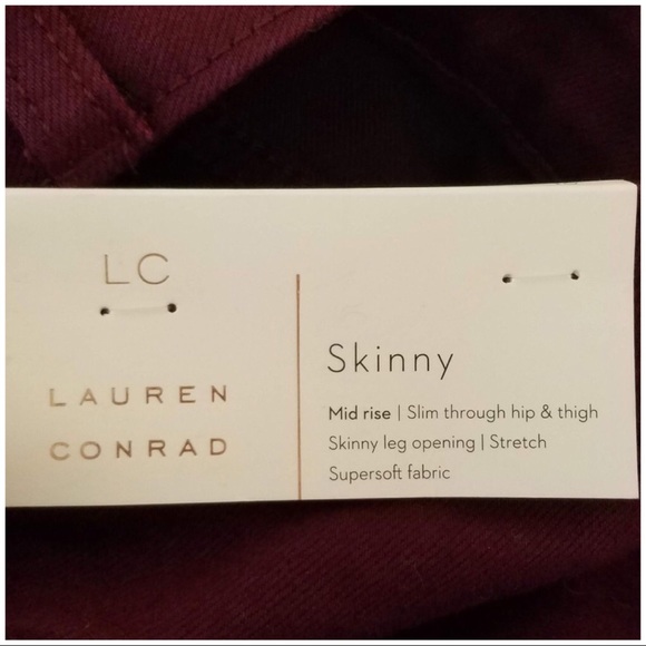 LC LAUREN CONRAD Stretch Wine Skinny Jeans NWT - Picture 7 of 8